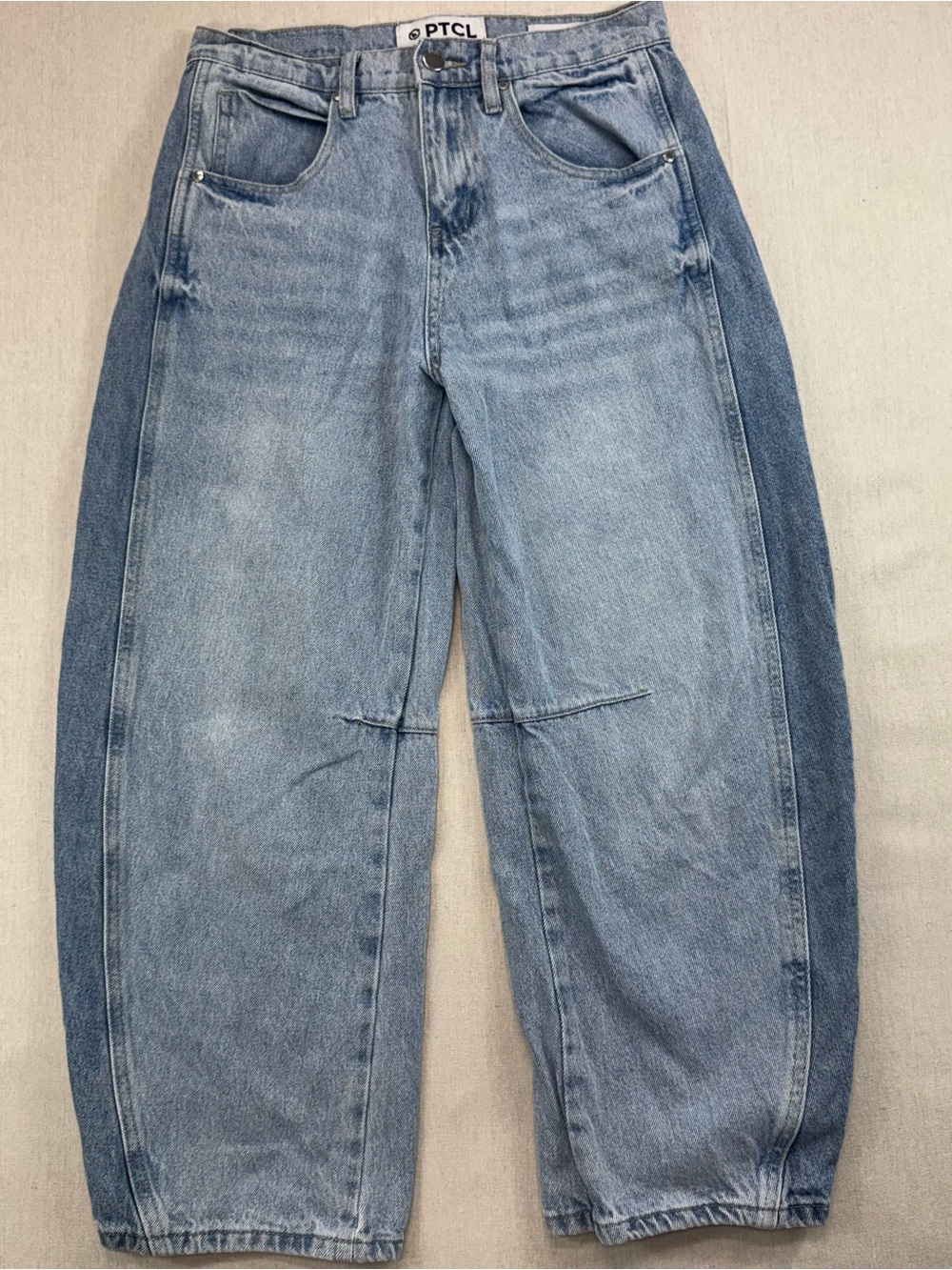 PTCL Ethical Brand Low Loose Balloon Barrel Leg Jeans Women’s Sz 25 Light Wash - Picture 2 of 15